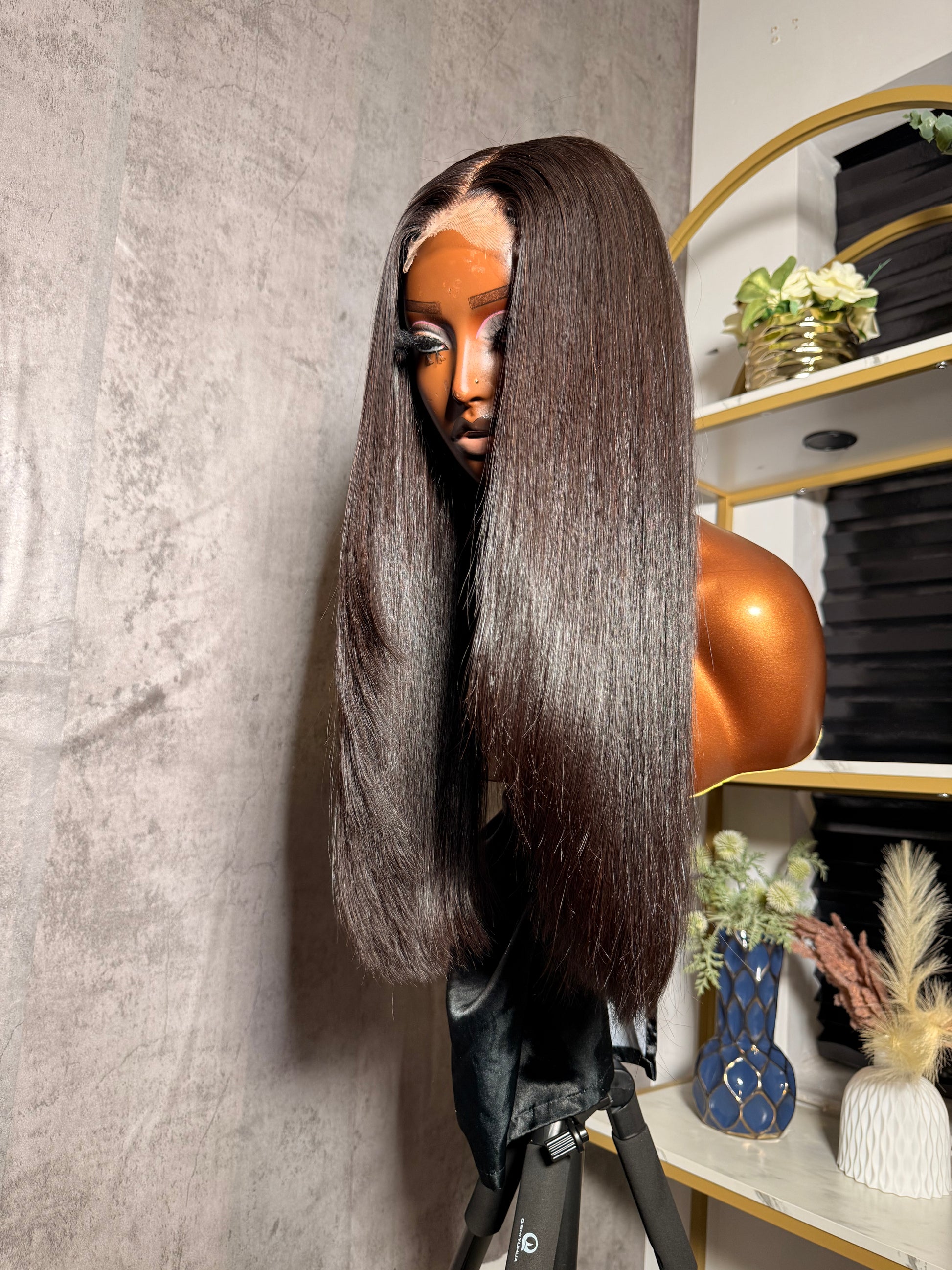 2x6 glueless  bone straight wig