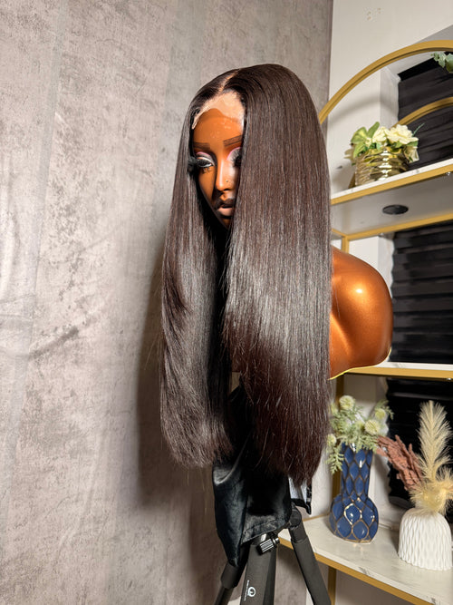 2x6 glueless  bone straight wig